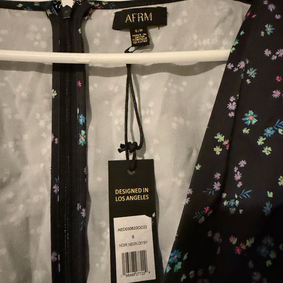AFRM Portia Dress in Noir Neon Ditsy Floral Boho Dress Womens Size Small NWT - Picture 5 of 7